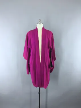 1930s Vintage Silk Haori Kimono Cardigan Jacket  in Magenta Purple