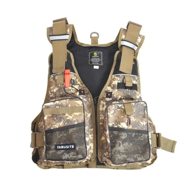 3 Color Adjustable Fly Fishing Vest Pack Outdoor Sports Mutil-Pocket Safety Fishing Life Jacket Waistcoat Floating Vest