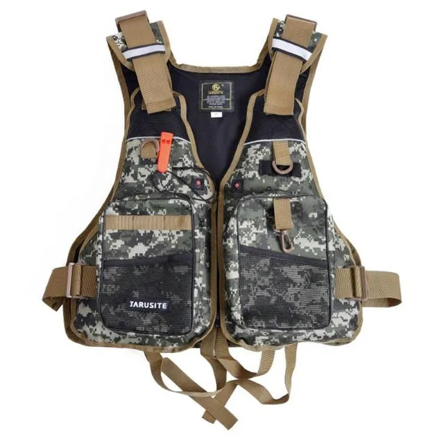 3 Color Adjustable Fly Fishing Vest Pack Outdoor Sports Mutil-Pocket Safety Fishing Life Jacket Waistcoat Floating Vest