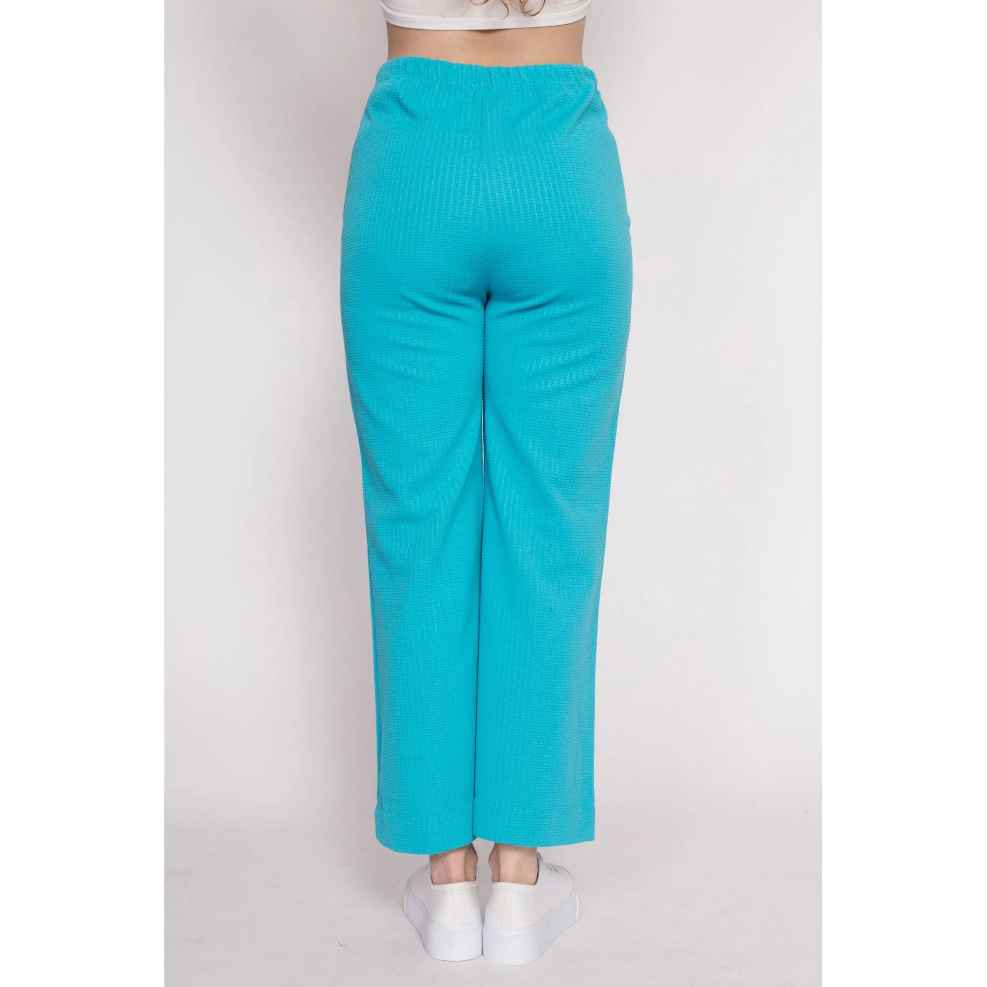 70s Bright Blue Flared Pants - Medium