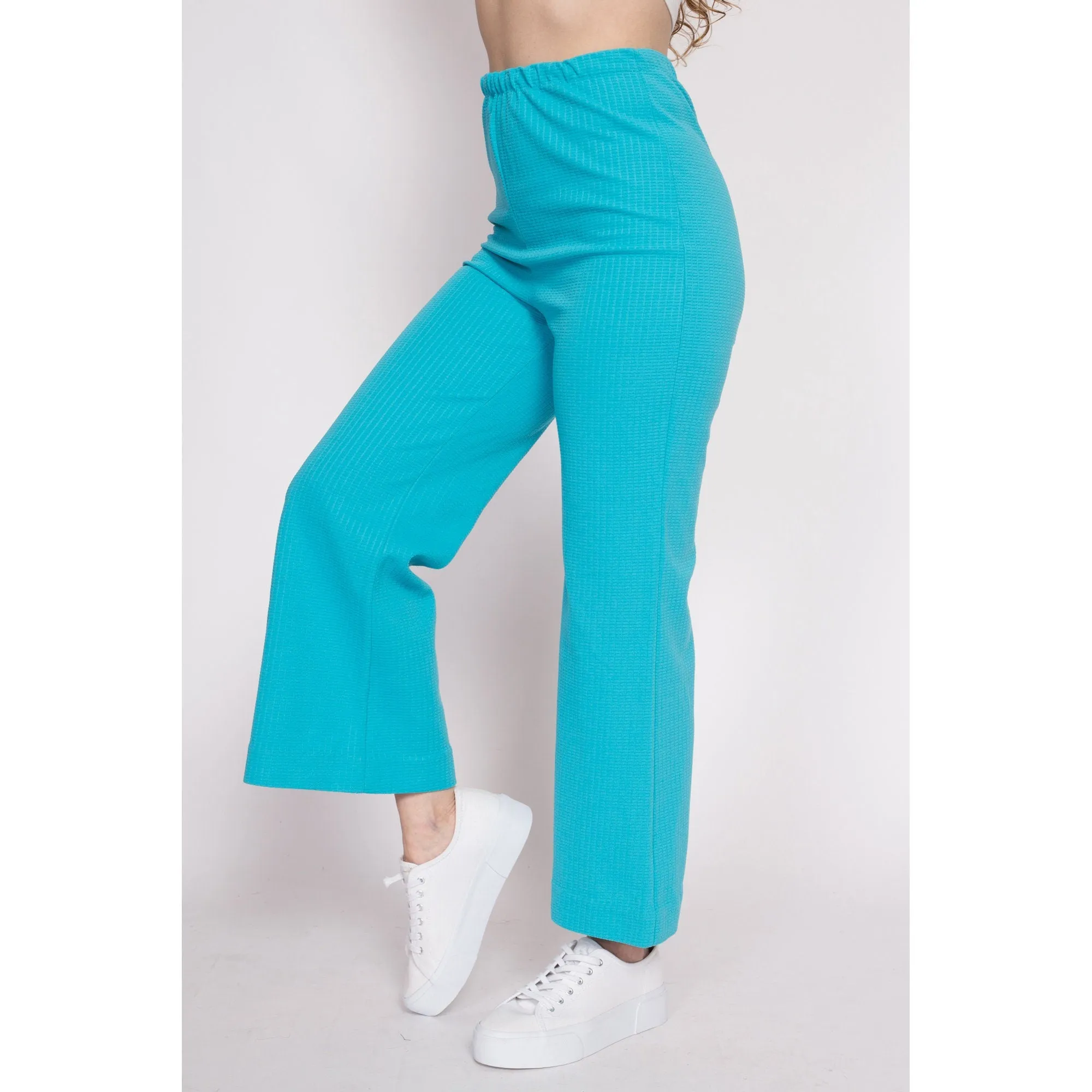 70s Bright Blue Flared Pants - Medium