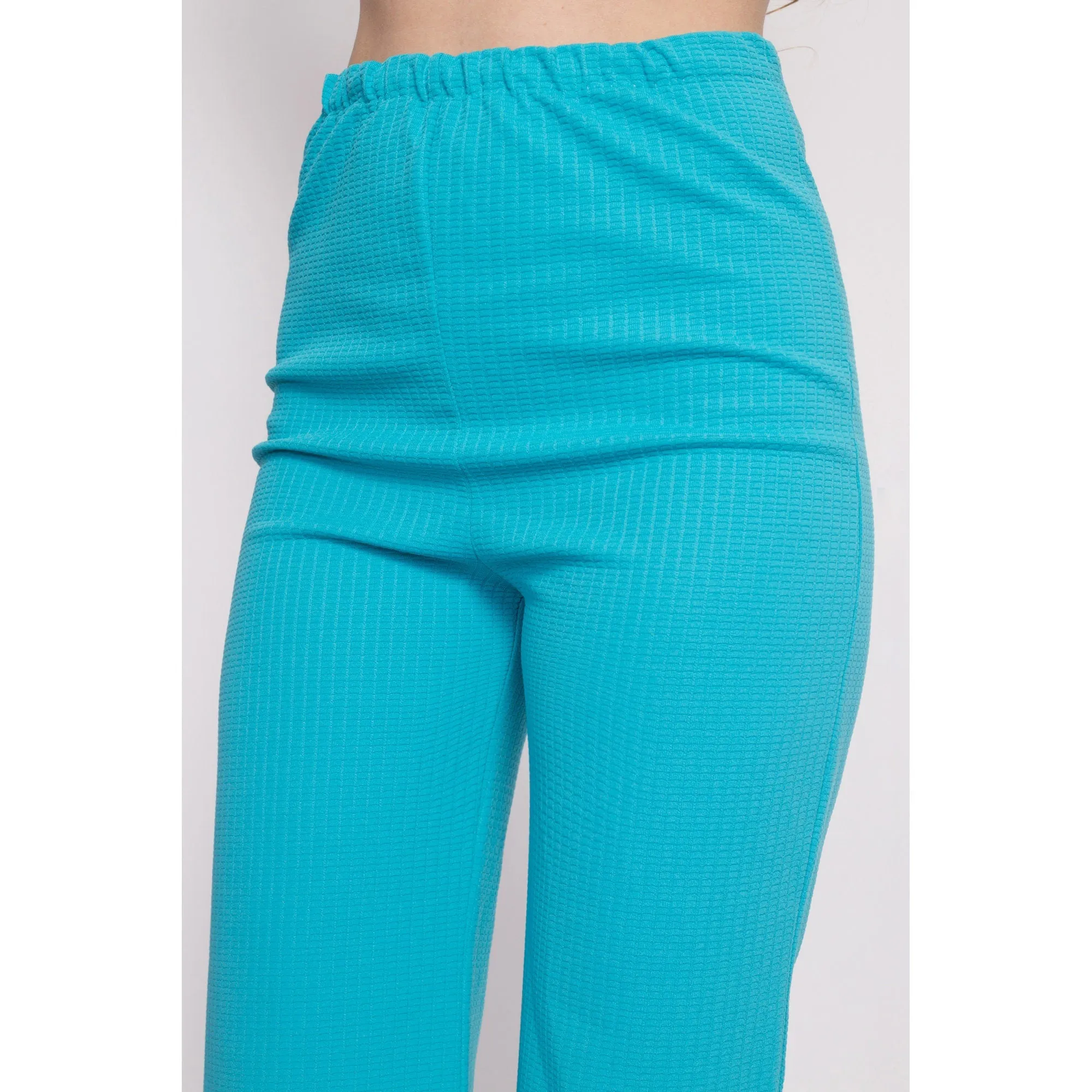 70s Bright Blue Flared Pants - Medium