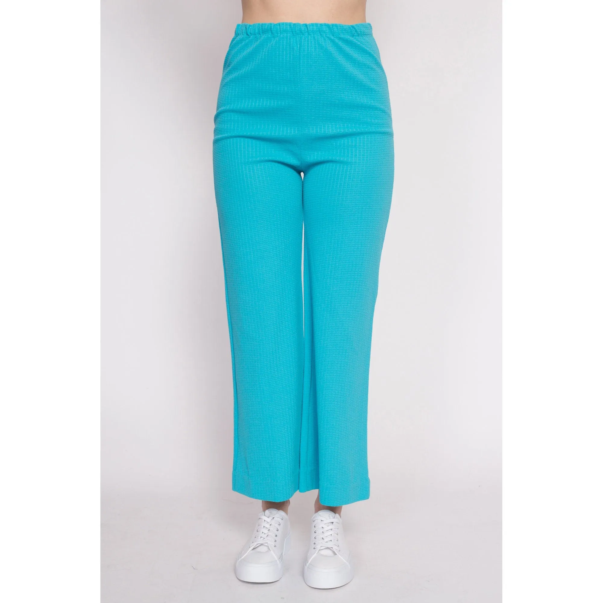70s Bright Blue Flared Pants - Medium