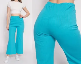 70s Bright Blue Flared Pants - Medium