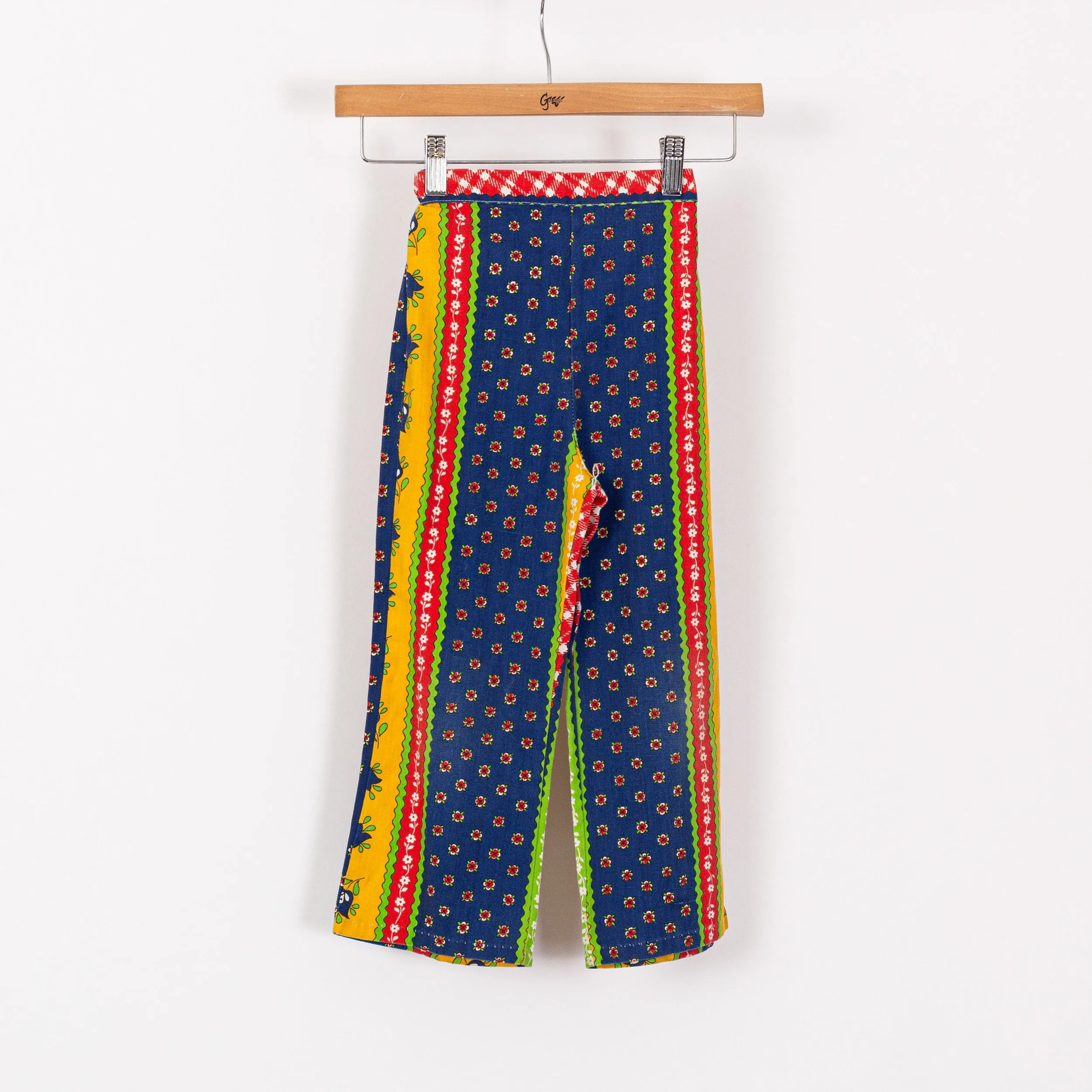70s Retro Floral Striped Kids Pants - Size 6