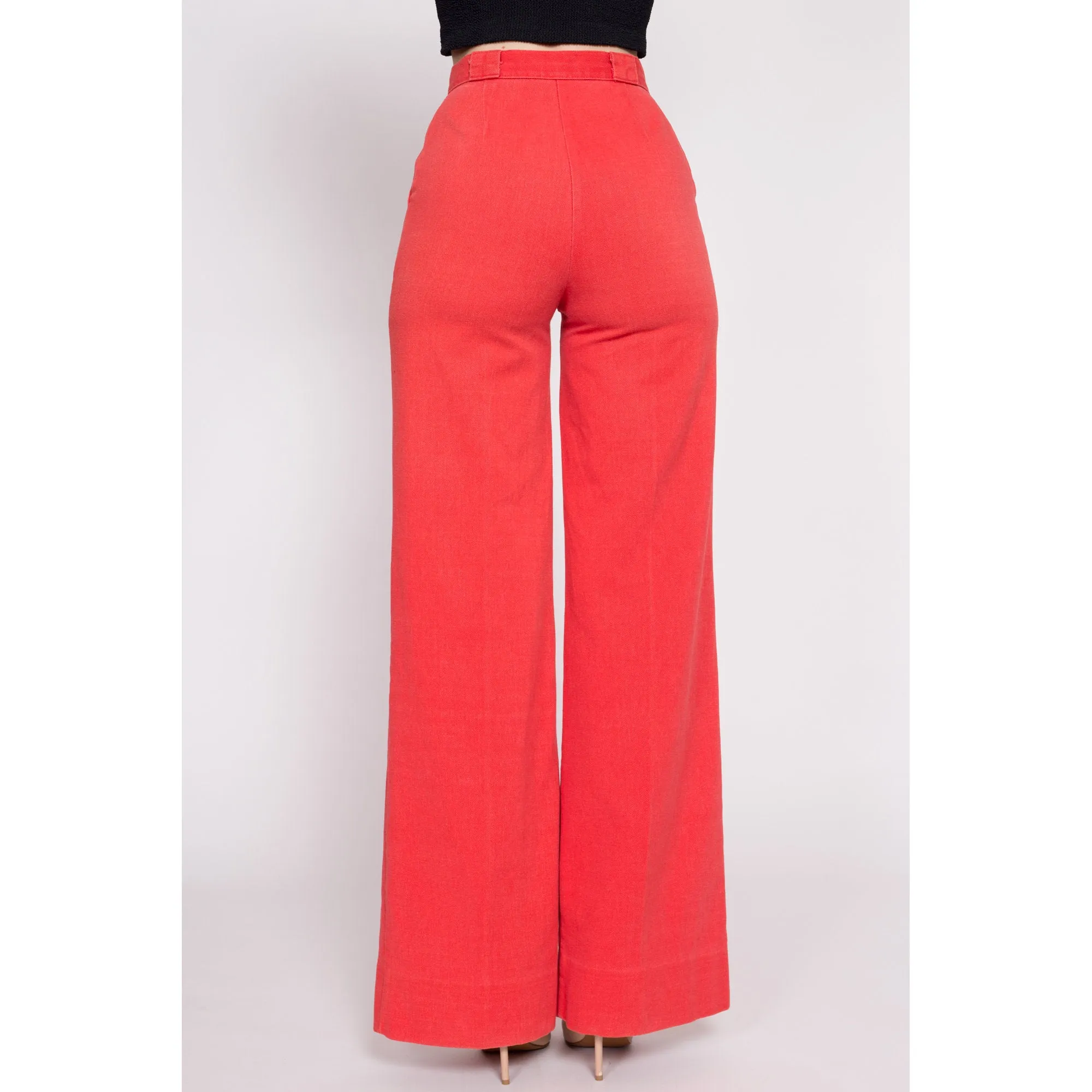70s Salmon High Waisted Cotton Twill Pants - Extra Small, 24.5"