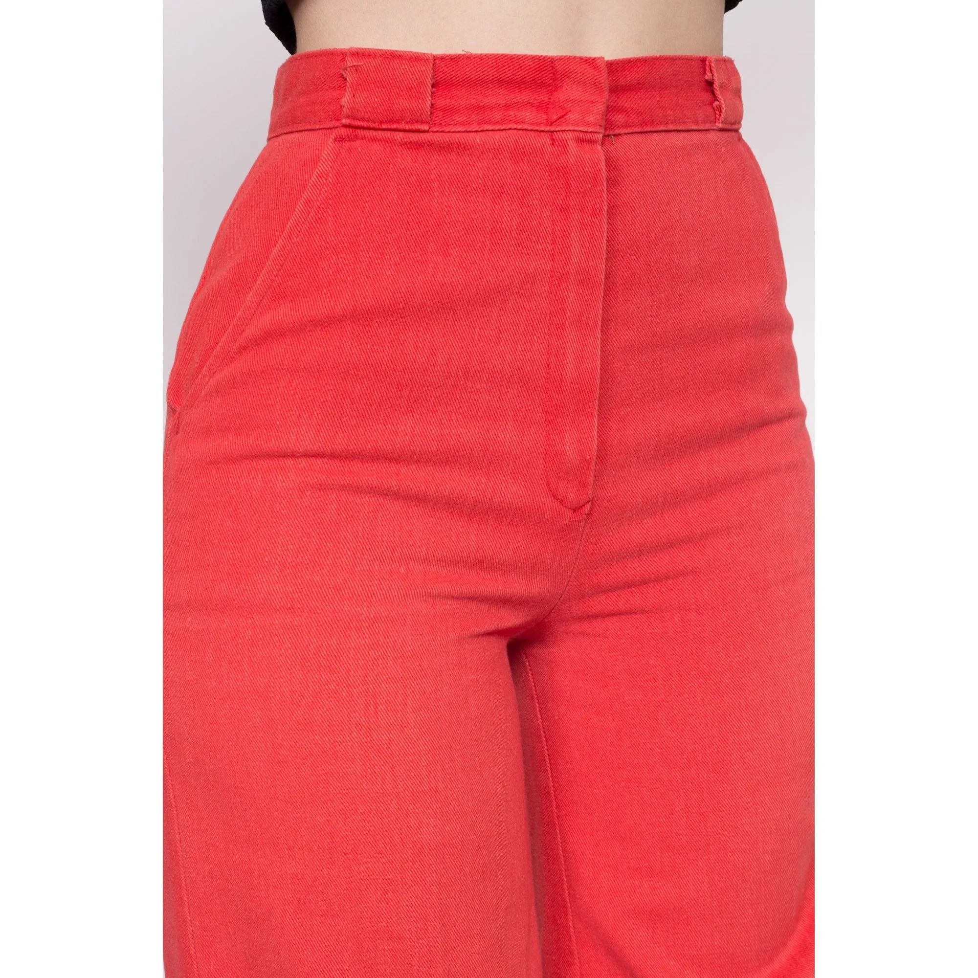 70s Salmon High Waisted Cotton Twill Pants - Extra Small, 24.5"