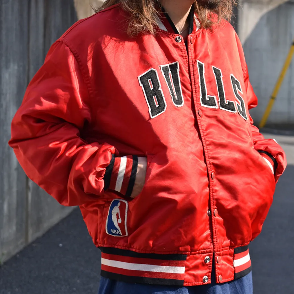 80's　STARTER "NBA Chicago Bulls" ナイロン アワードジャケット　USA製　230401H