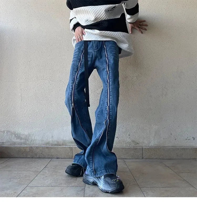Advbridge -  Vintage Blue Jeans Woman's High Waist Wide Leg y2k Denim Trouser Baggy Streetwear Zipper Chic Design Ladies Jean Pants
