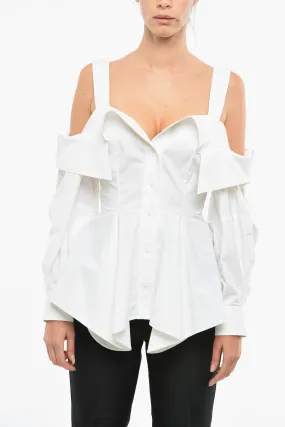 Alexander McQueen Cotton Cold-shoulder Peplum Shirt 40 Italian size