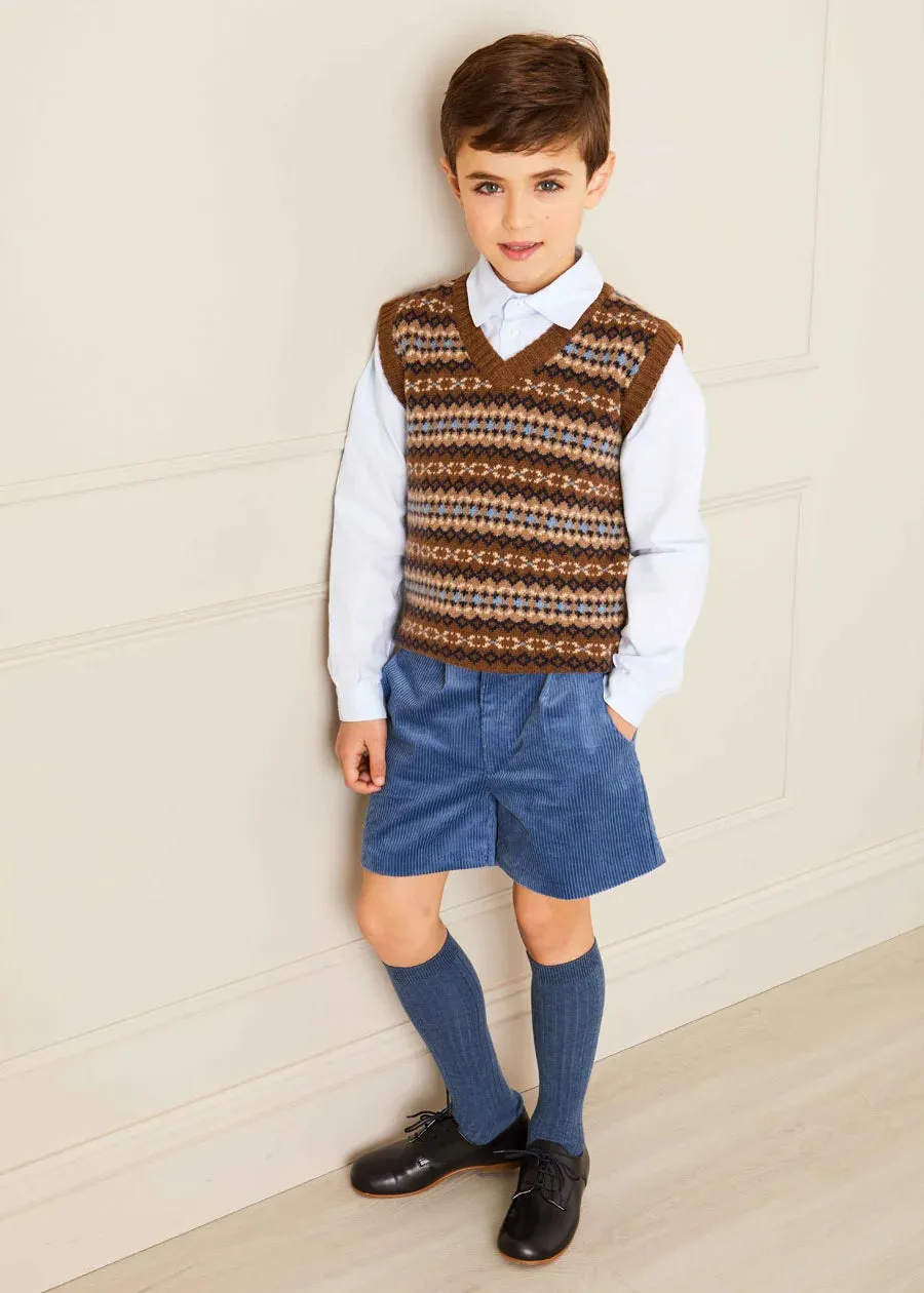 All Over Fair Isle Vest in Camel (4-10yrs)