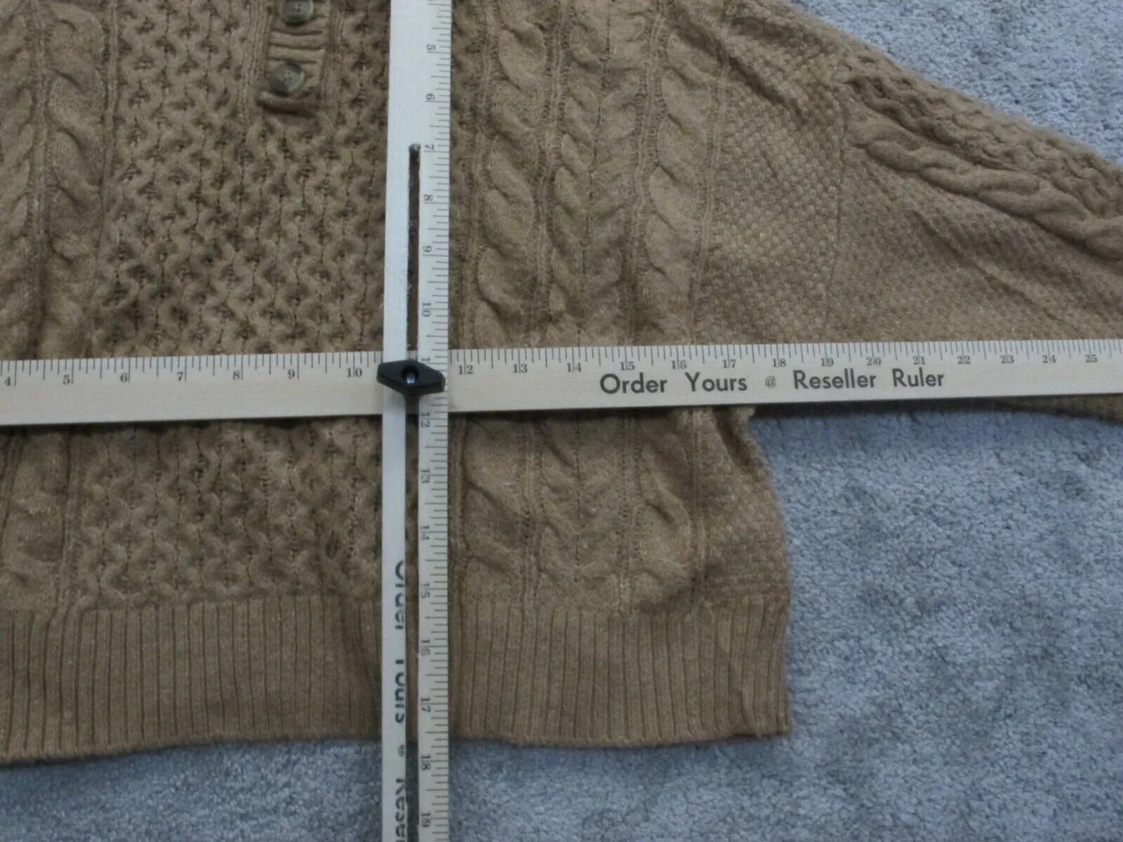 American Eagle Womens Crop Polo Sweater Knitted Long Sleeves Light Brown Size S