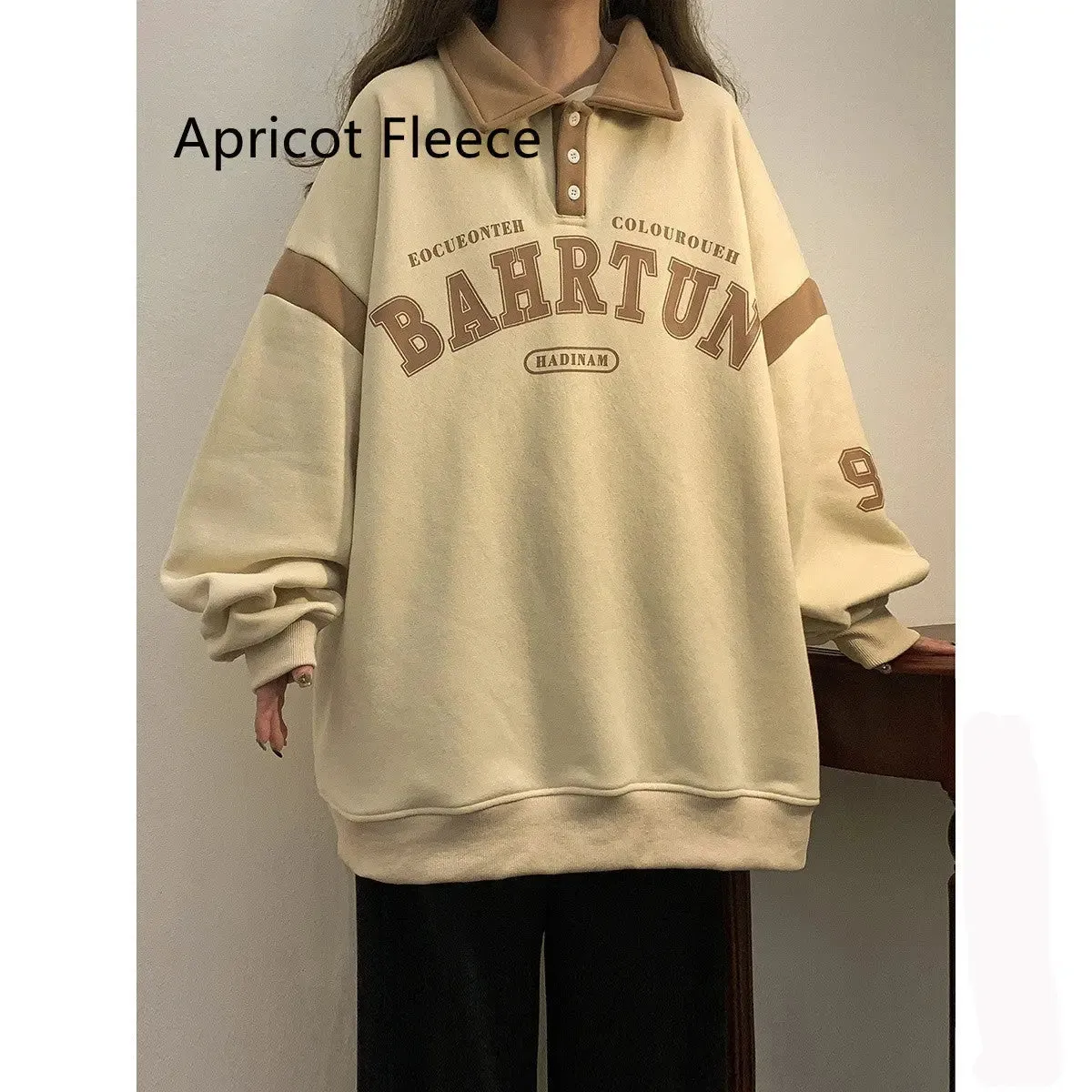 American Retro Polo Collar Sweater Plus Size
