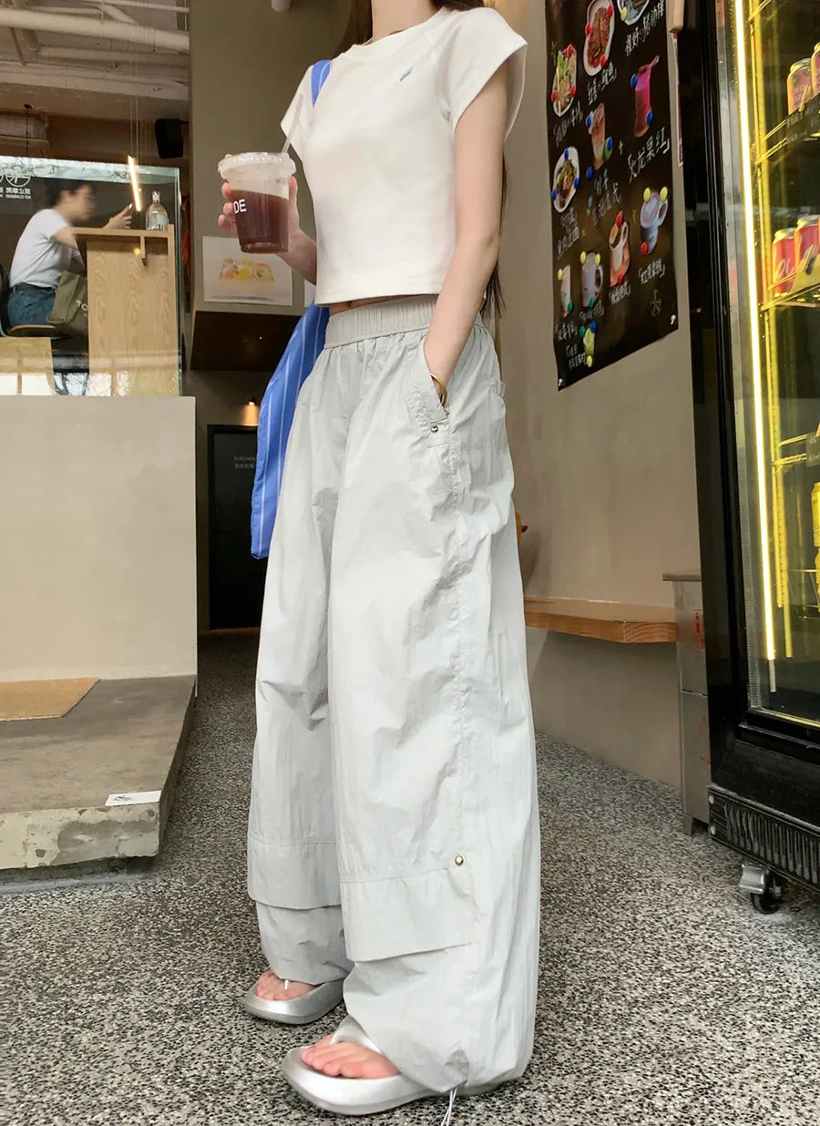 American Retro Y2K Loose Drawstring Streetwear Hip Hop High Waist Wide Leg Pants