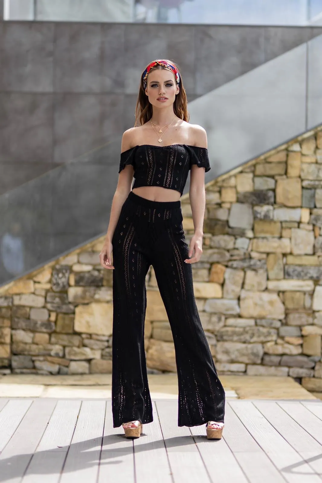 'AYLA' Knitted Co ord Trouser Black - CTJ008