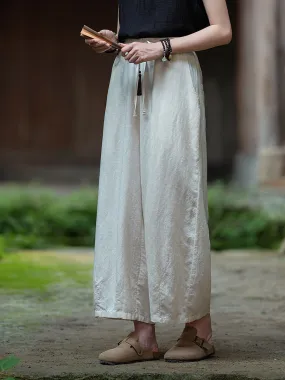 Babakud Women Original Summer New Artistic Linen Straight Pants