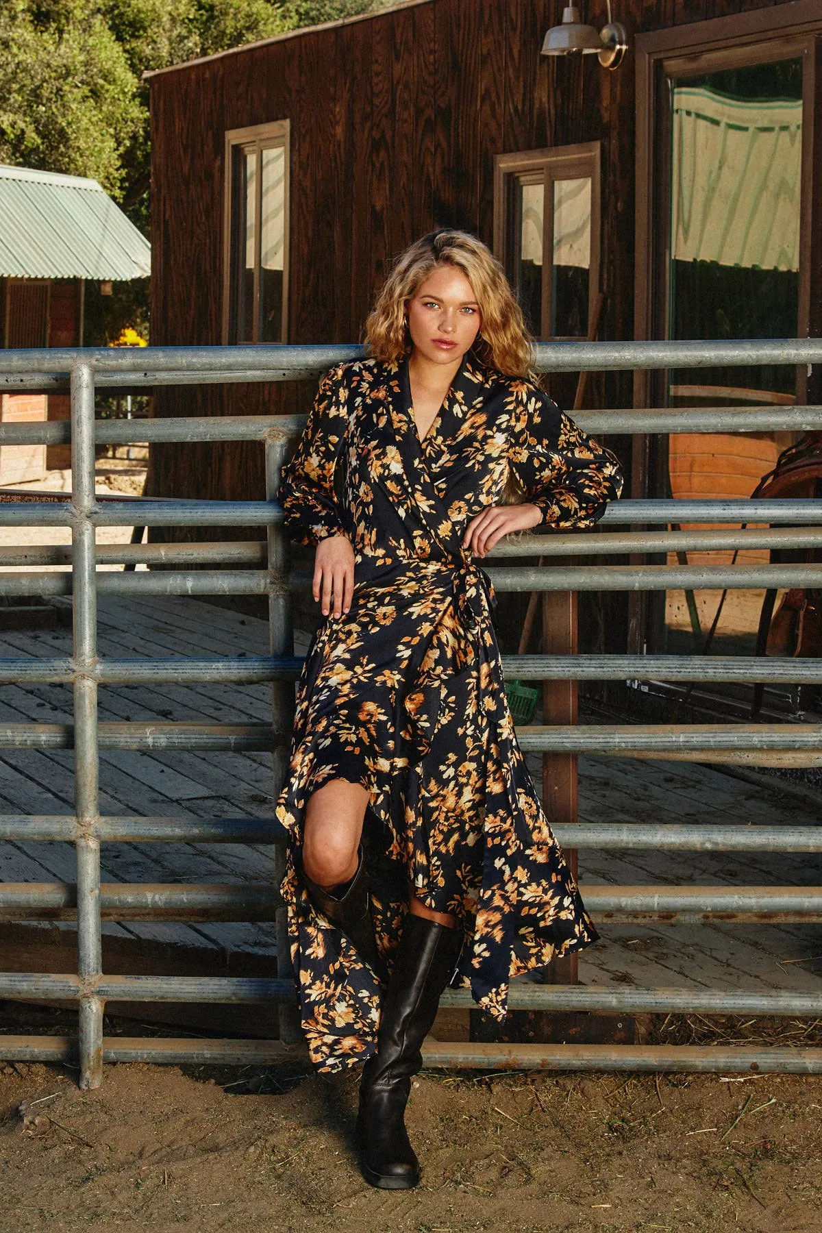 BACK IN STOCK: Ruffled Midi Wrap Dress-Fast Shipping