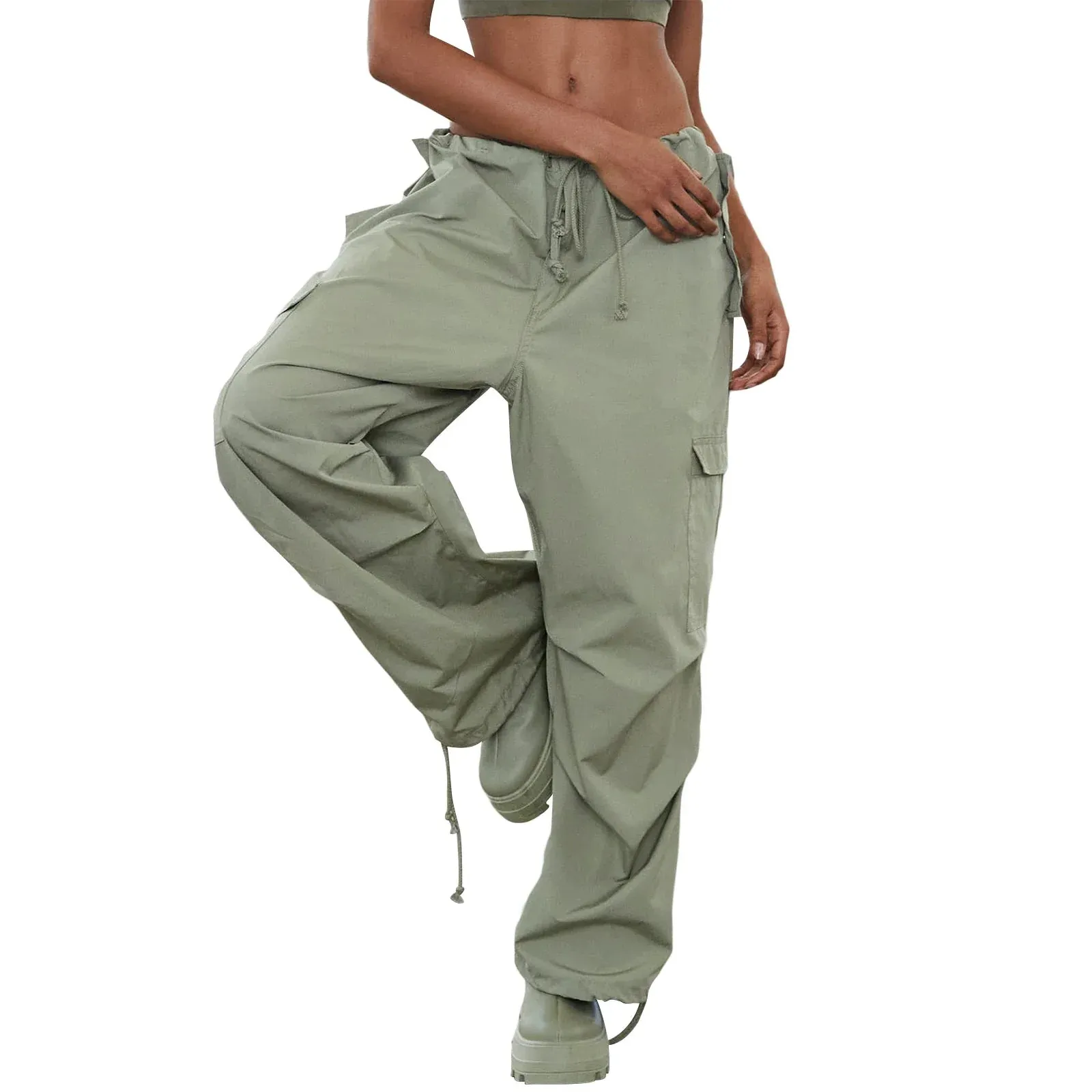 Baggy Cargo Low Straight Wide Pocketed Streetwear Trendy Pants