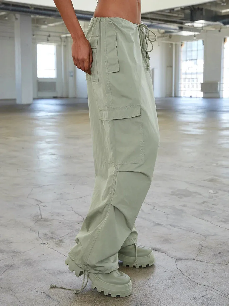 Baggy Cargo Low Straight Wide Pocketed Streetwear Trendy Pants