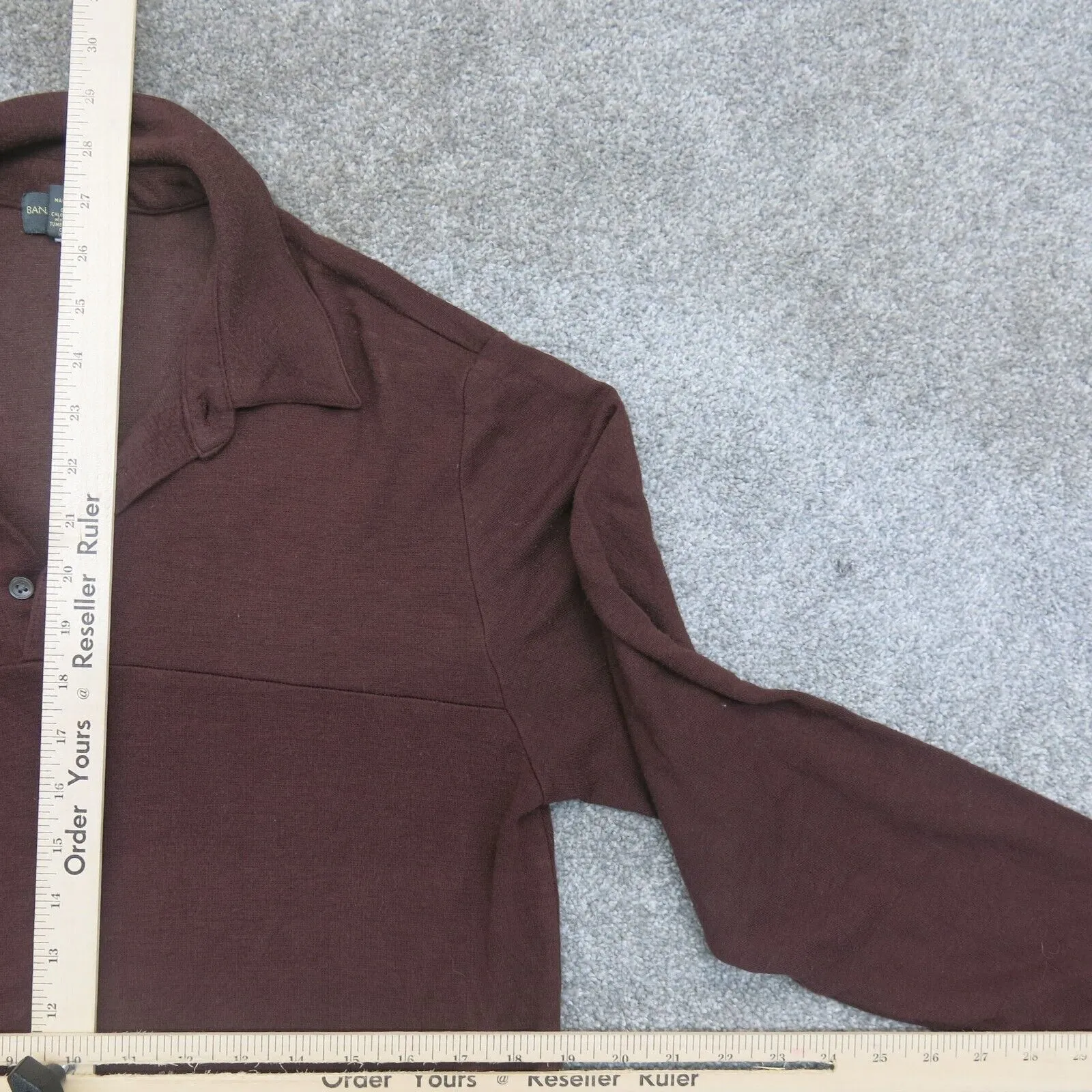 Banana Republic Mens Polo Sweater Long Sleeves Stretch Brown Size Medium