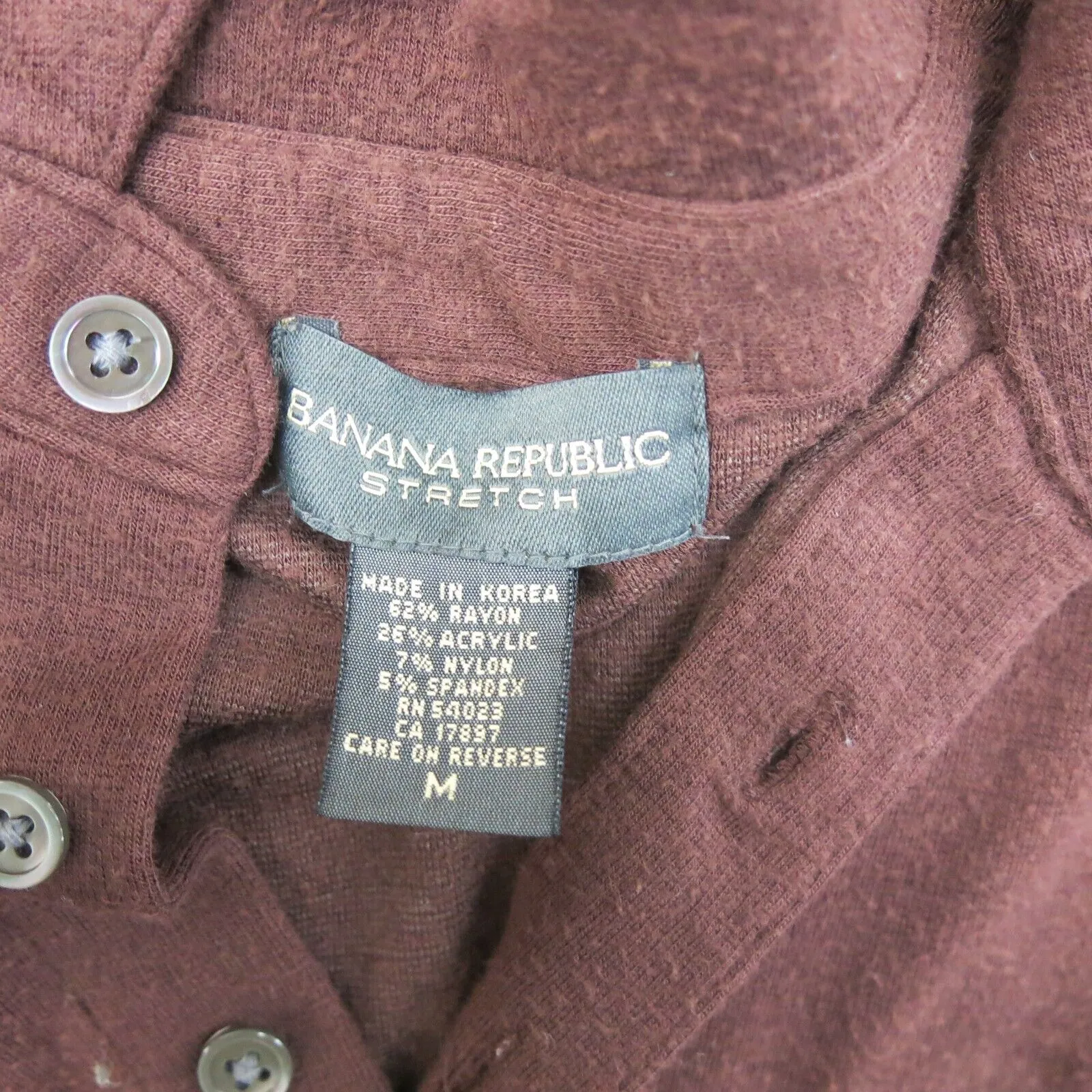 Banana Republic Mens Polo Sweater Long Sleeves Stretch Brown Size Medium