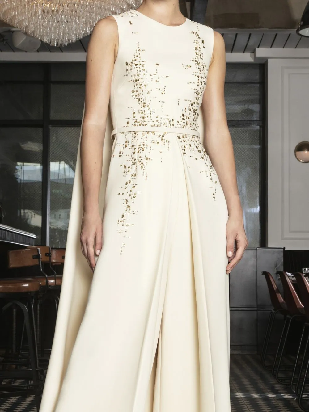 Beaded Cape Jumpsuit & Belt