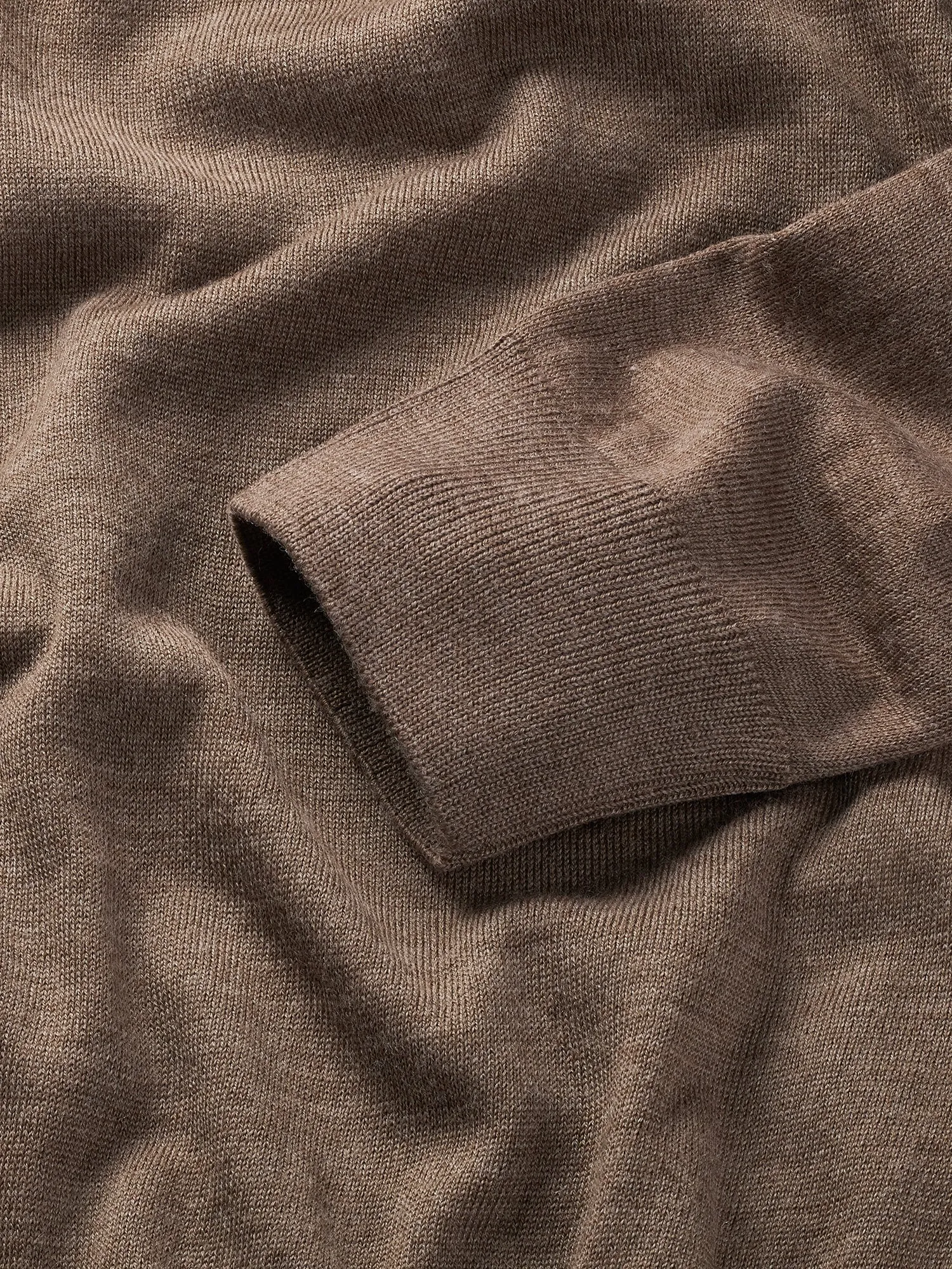 Beige Cashfeel Zip-Up Polo Sweater