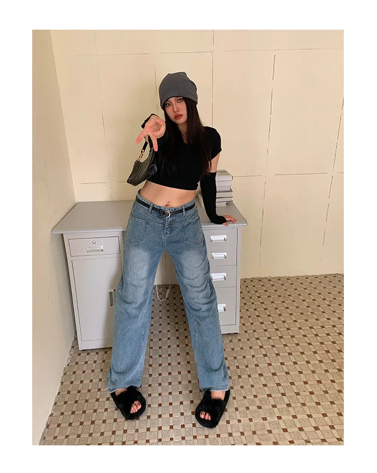 Ben Blue Denim Baggy Straight Leg Loose Jeans Pants