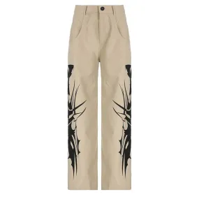 BerriesJam - Abstract Rise Button Pocket Contrast Straight Leg Pant