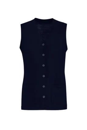 BIZCARE CK961LV BUTTON FRONT KNIT VEST - NAVY