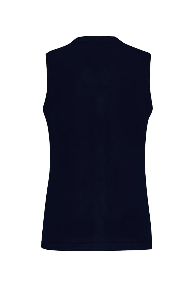 BIZCARE CK961LV BUTTON FRONT KNIT VEST - NAVY
