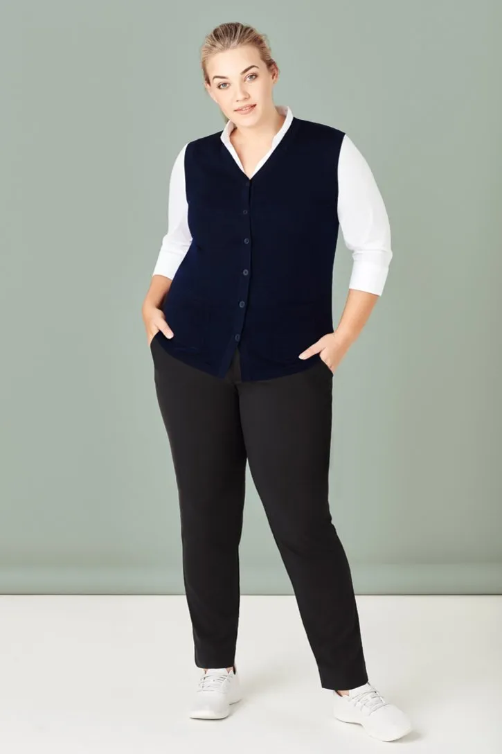 BIZCARE CK961LV BUTTON FRONT KNIT VEST - NAVY