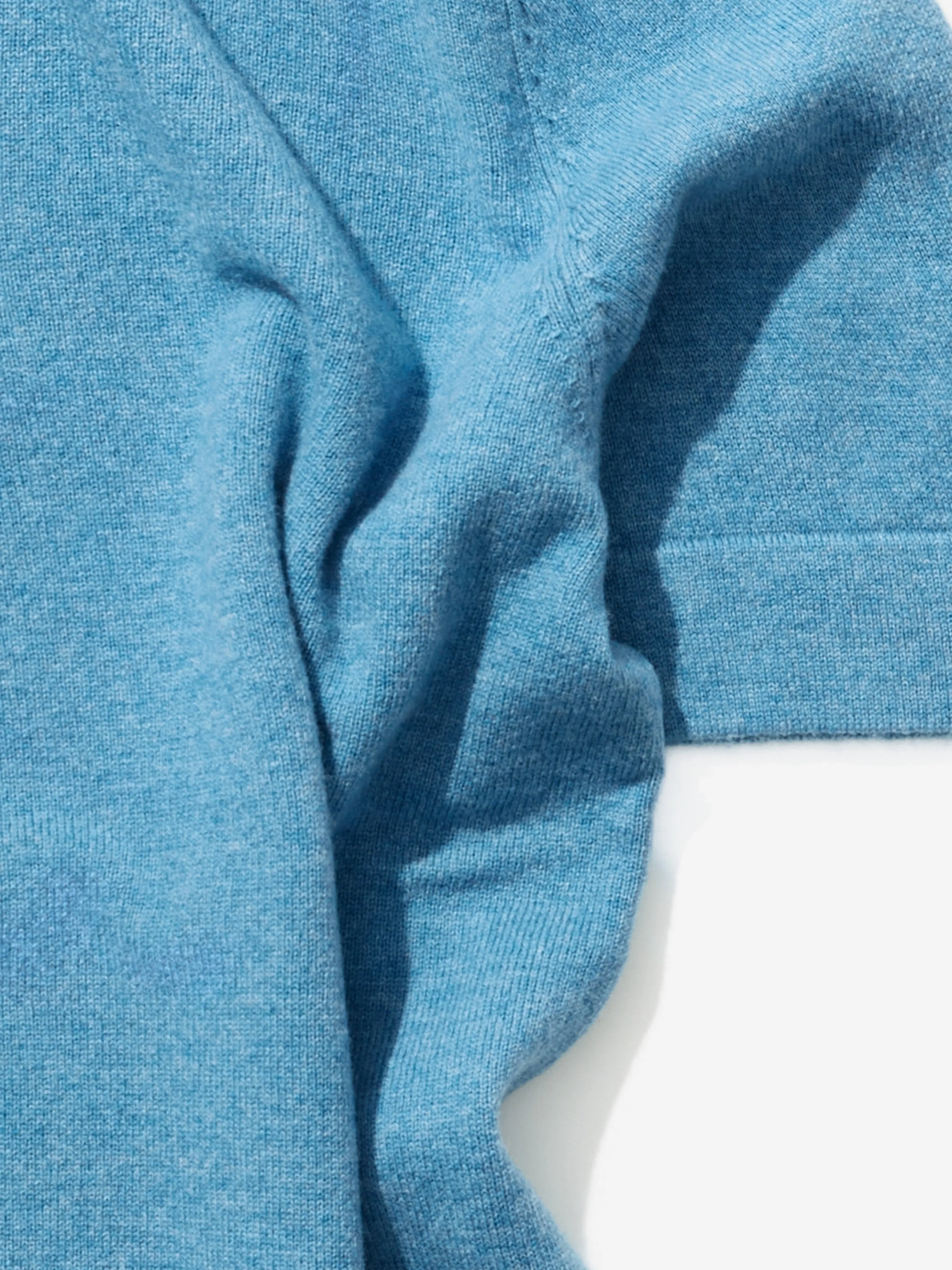 Blue Merino Wool Cashmere Polo