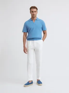 Blue Merino Wool Cashmere Polo