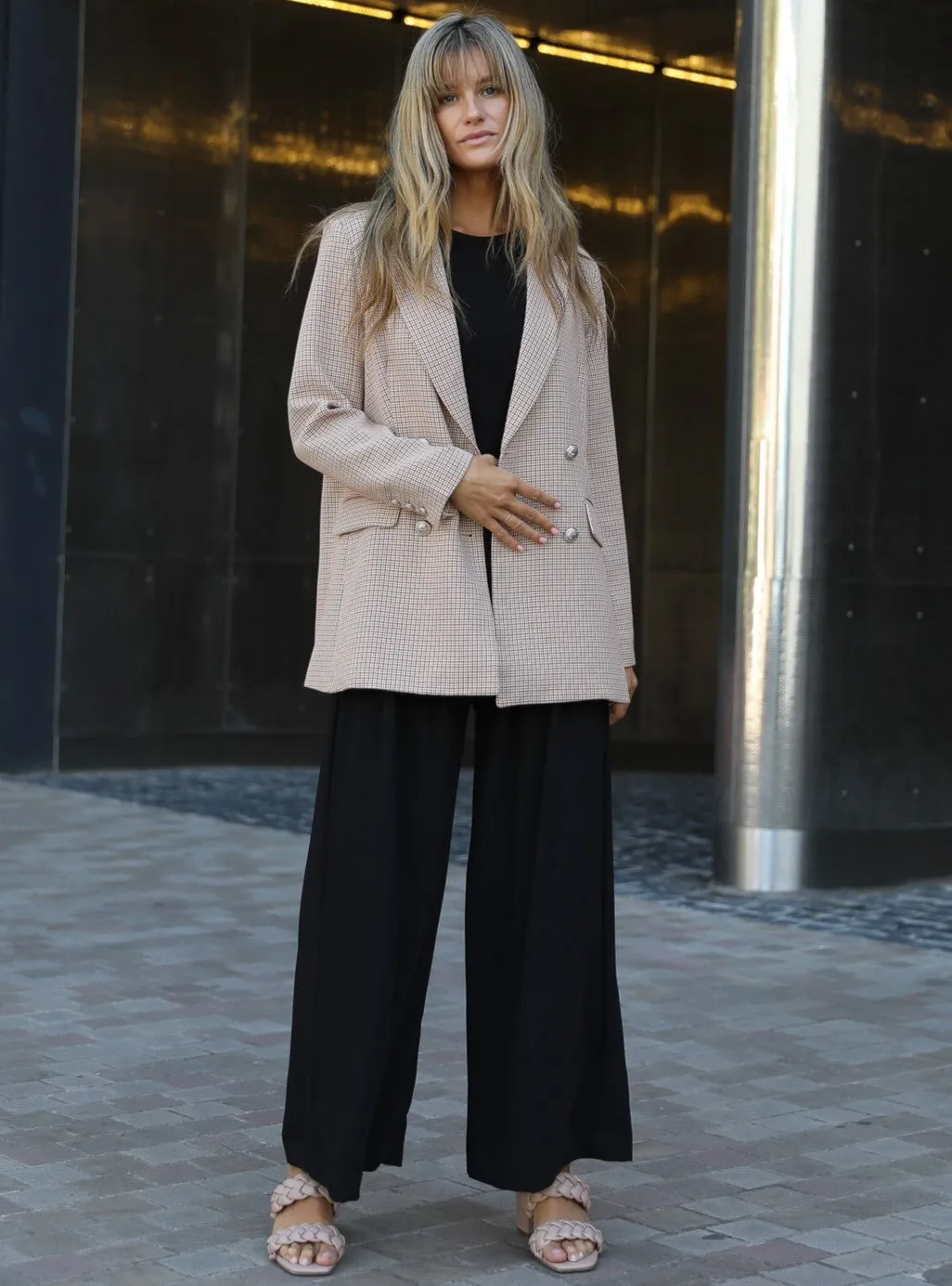 Boyfriend Blazer - Beige Check