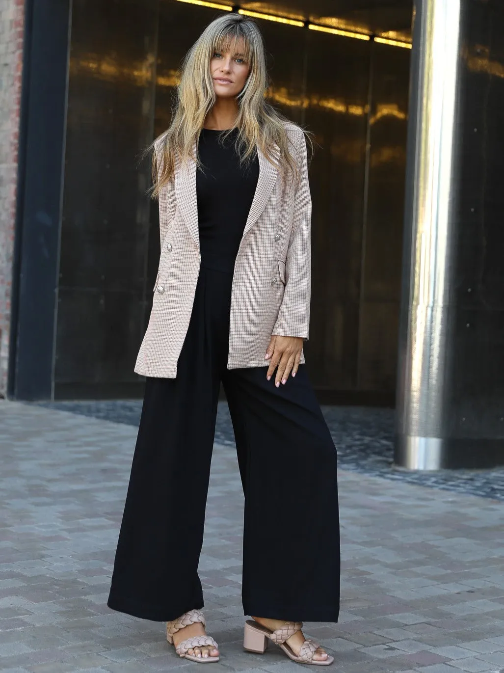 Boyfriend Blazer - Beige Check
