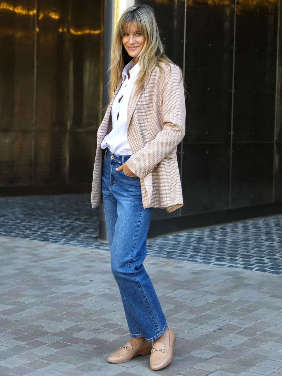 Boyfriend Blazer - Beige Check