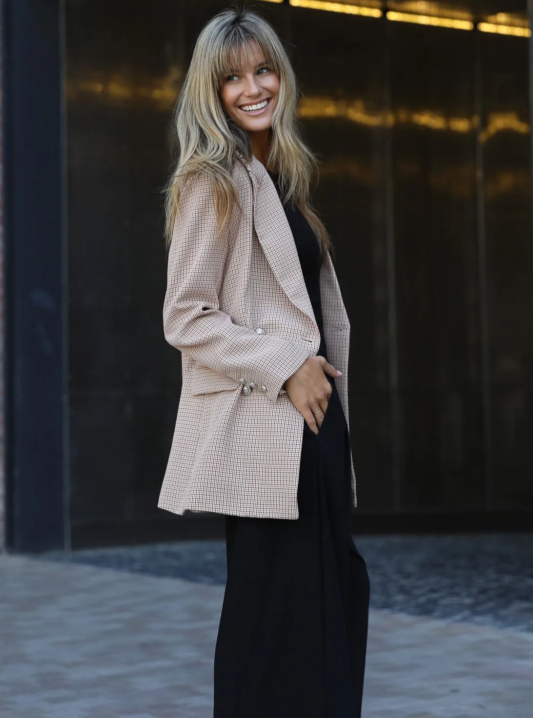 Boyfriend Blazer - Beige Check