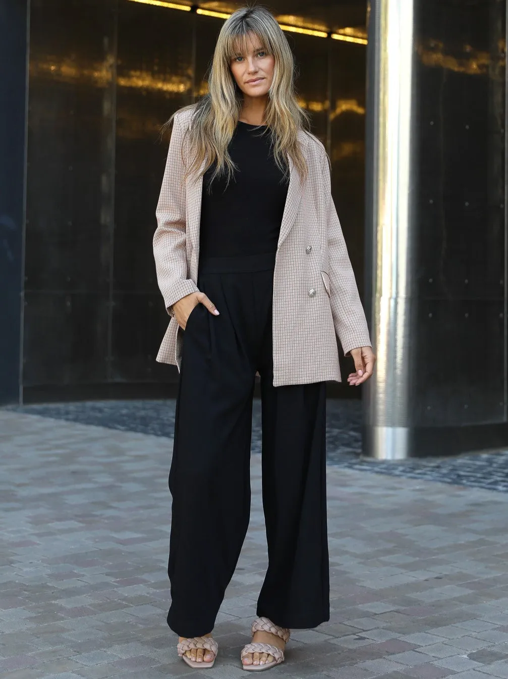 Boyfriend Blazer - Beige Check