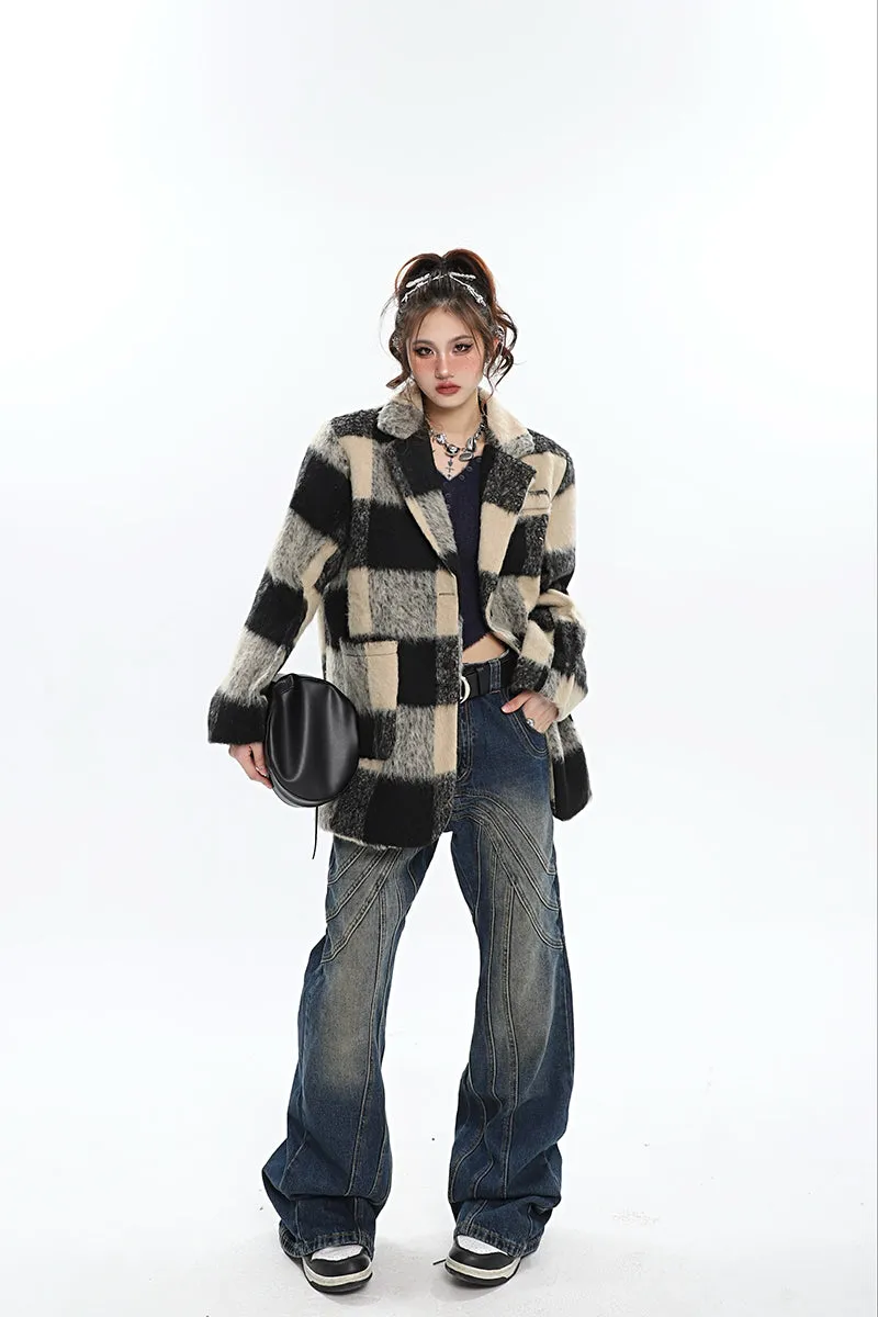 Braelyn Washed Denim Blue Patchwork Jeans Pants