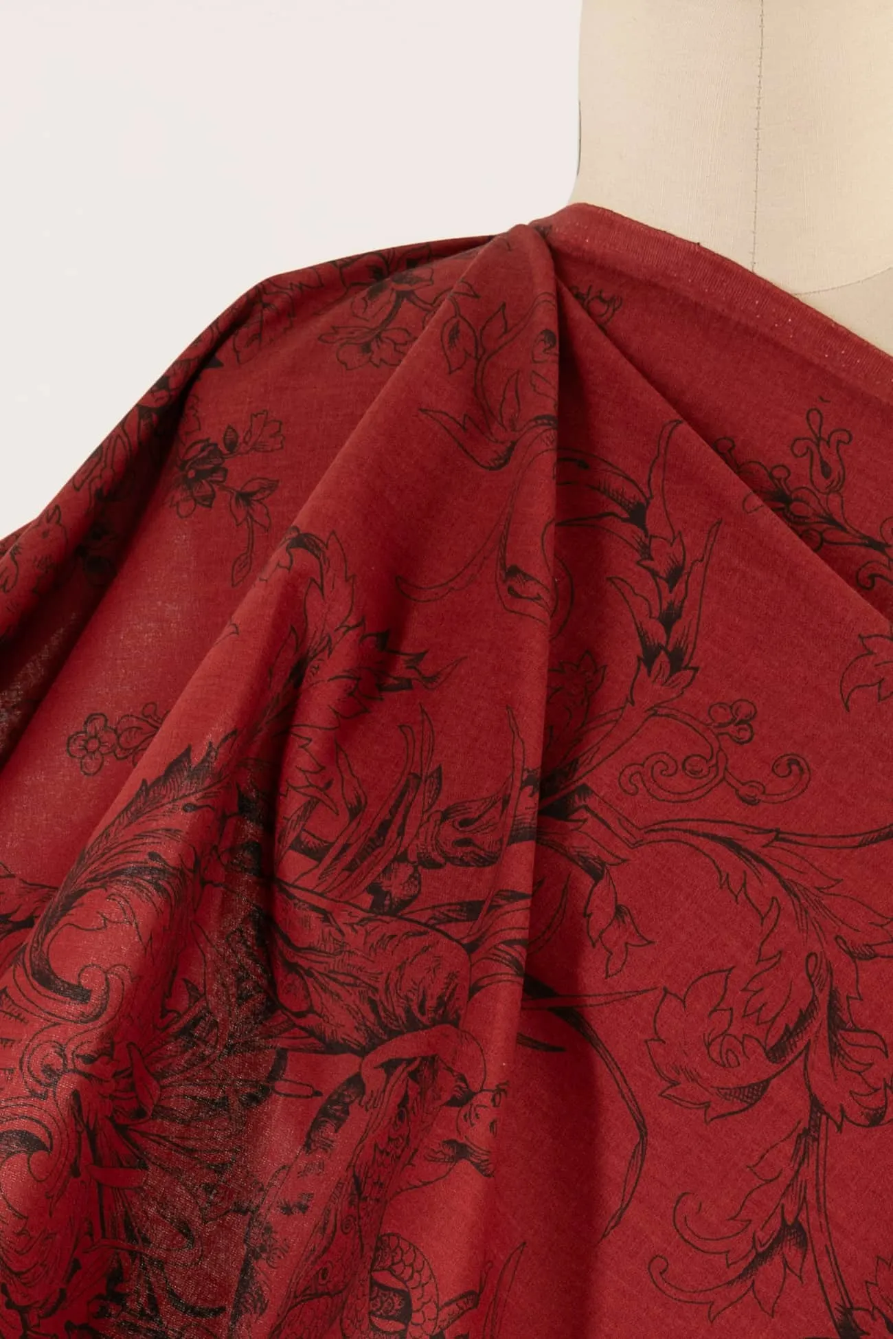 Brick Red Toile Italian Linen/Viscose Woven