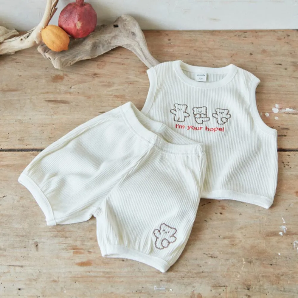 Children's Vest Set Summer Waffle Print Two-piece Set Baby Boy Clothes In Bulk