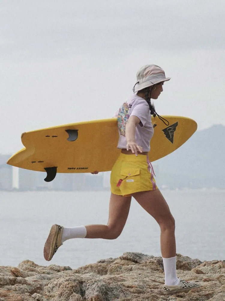 CHILLHANG Retro High Waist Surf Shorts