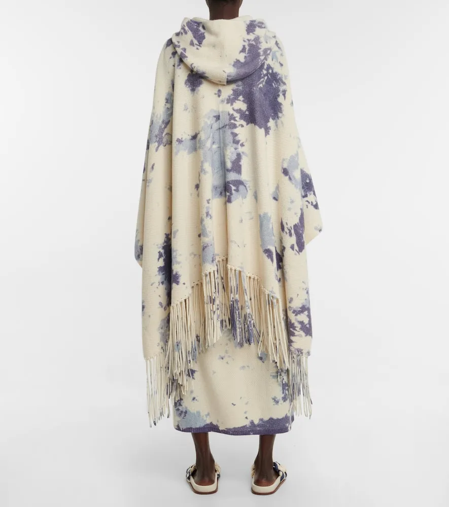 Chloe Tie-dye cashmere hooded poncho
