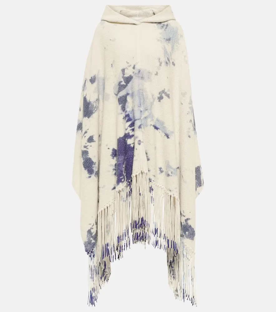 Chloe Tie-dye cashmere hooded poncho