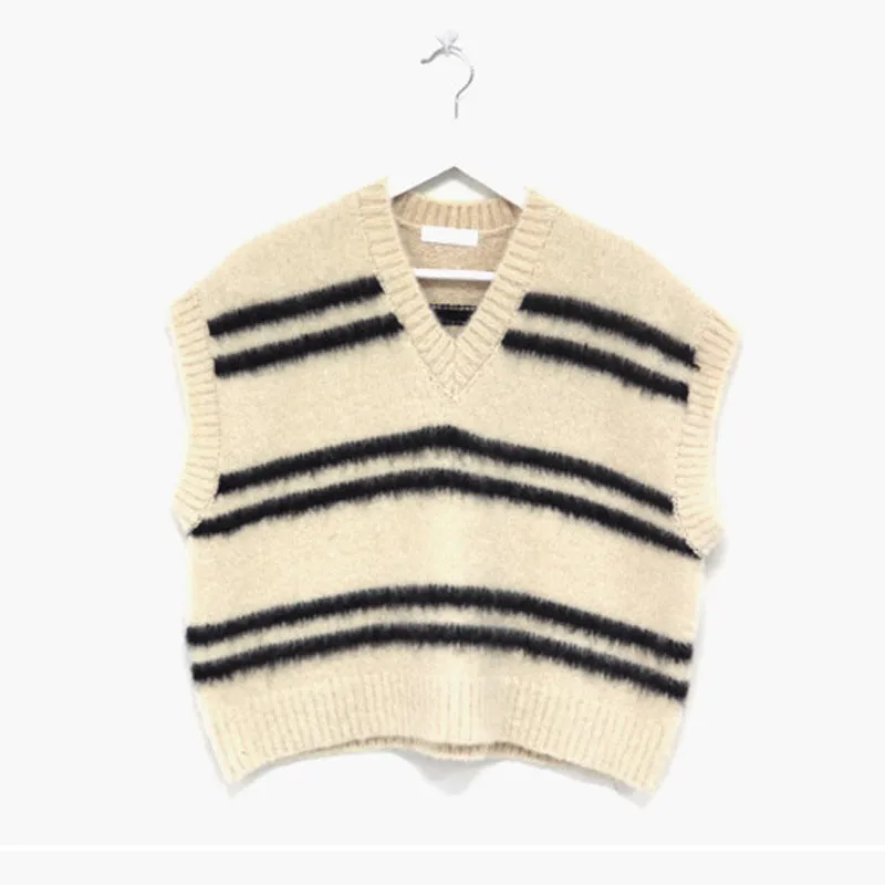 christmas outfit Sonicelife Vintage Striped Oversized Knitted Vest