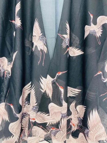 Crane Art Kimono