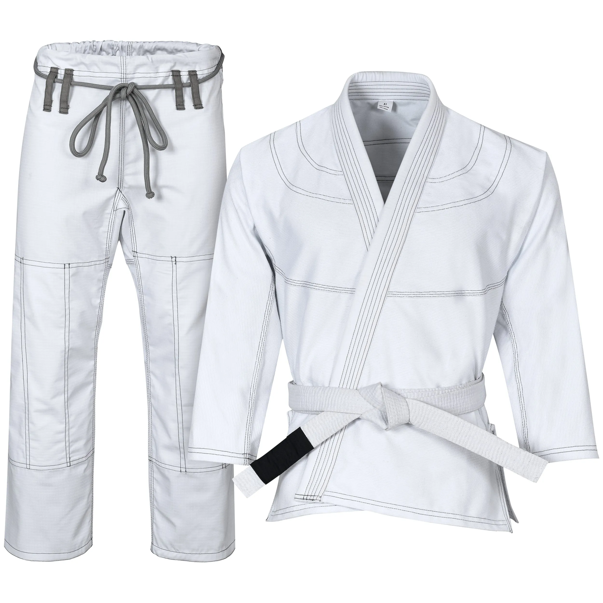 Customized White Brazilian Jiu Jitsu Gi For Men, BJJ Gi Women Grappling gi ULTRA LIGHT, PRESHRUNK Sweat Wicking Fabric