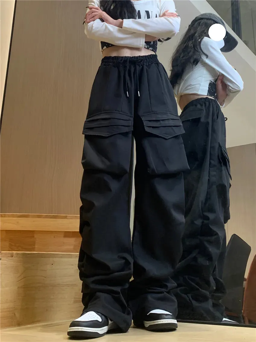 Damen Cargohosen in Rosa Baggy High-Waist im Harajuku-Styl