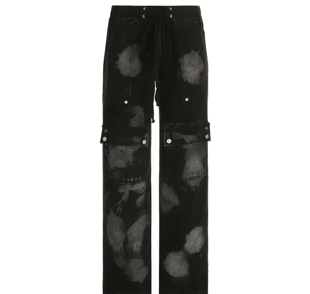 Denim Straight Pants - Urban Tie-Dyed Streetwear